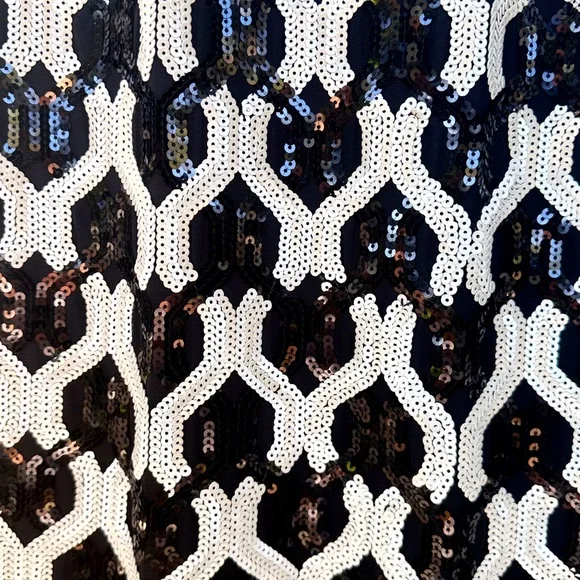 Etcetera Yin Yang Black and Silver-White Sequin Midi Dress New - Picture 3 of 8